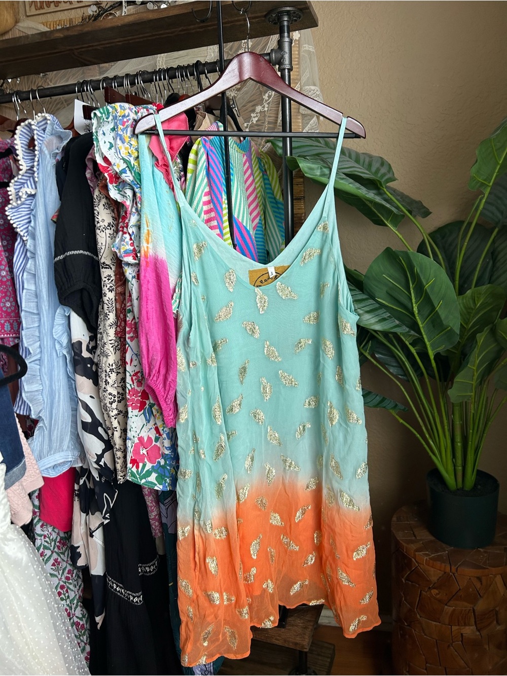 A Rare Bird boho dress NEW feather foil print size Small/Medium